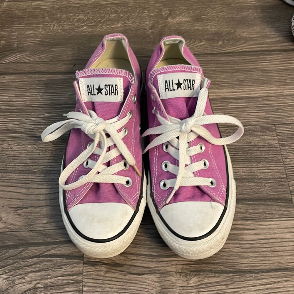 Pink/purple converse shoes